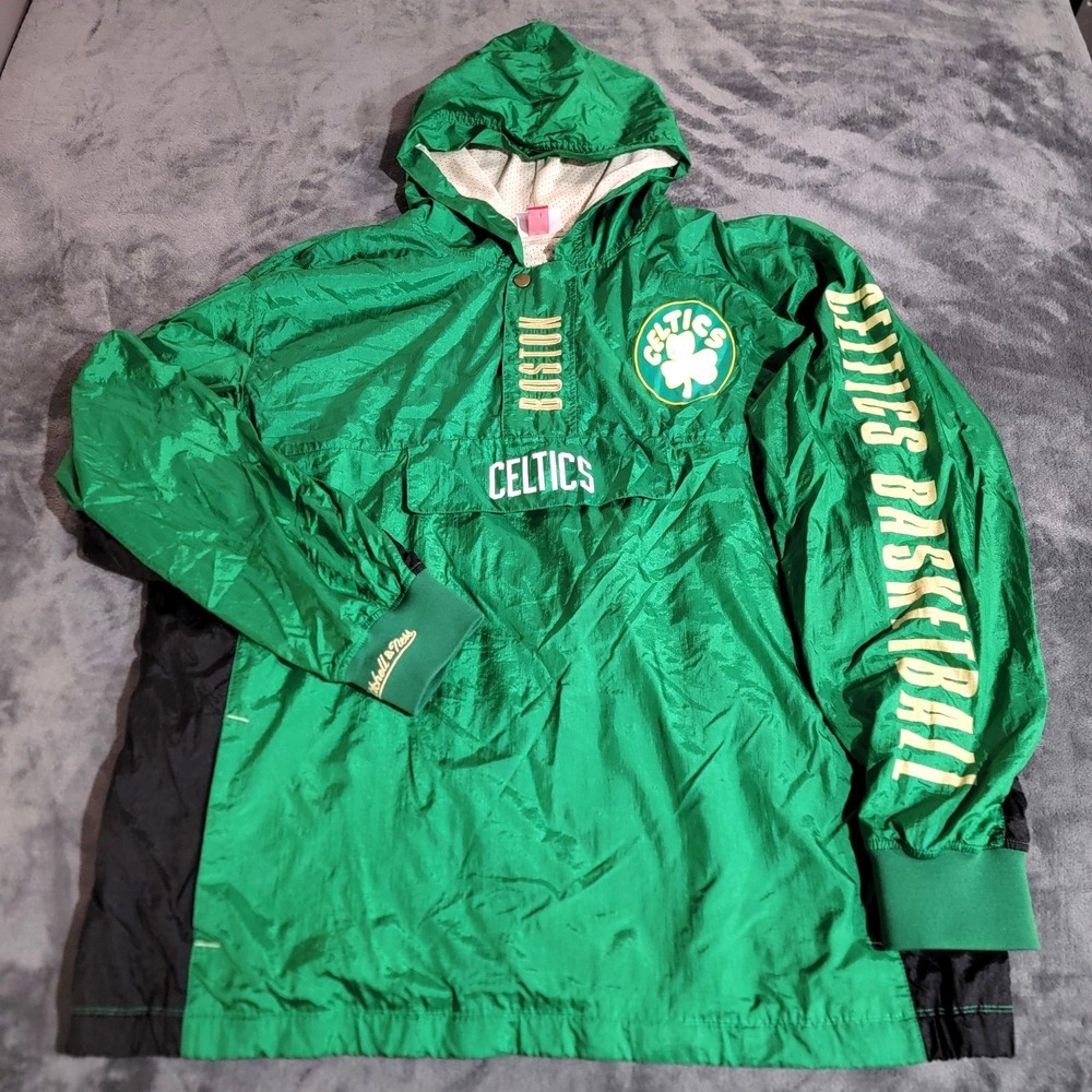 Boston Celtics Windbreaker Jacket Men 2XLB Green Anorak Mitchell & Ness NBA